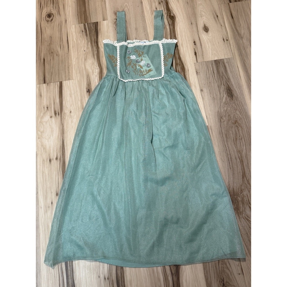 Zara Woman Green Knit Midi Dress Crystal Crochet Floral Size S